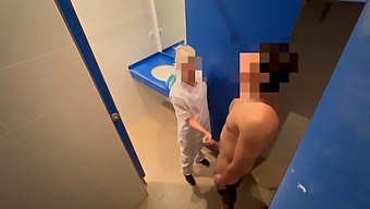 I Sneak Into The Gym Bathroom And Get Caught By The Cleaning Girl Who Offers To Give Me A Blowjob