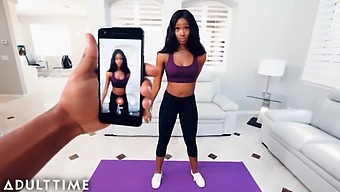 Lacey London Gets Caught By Her Step-Brother In Torn Yoga Pants And Receives A Creampie