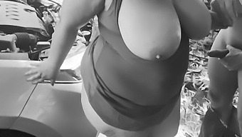Mature Seduces Young Man In Car, Visible Ass Play