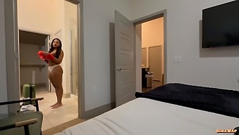 Step-Sis Sleeps Naked: Big Tits And Black Pussy Close Up